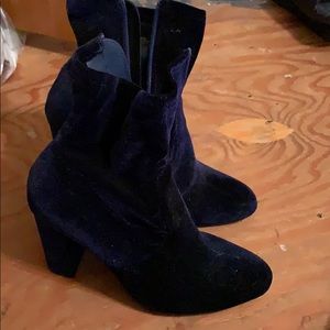 Blue velvet sock booties